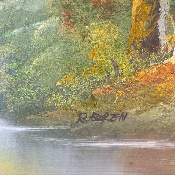 Antique R Boren Oil Painting Signed - Picture 8 of 9